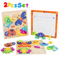 Savejoy Wooden Animal Jigsaw Puzzle Set - 3D Smooth Surface, Rich Colors,with Drawing Board for Kids' Age 3＋ Early Learning & Fun,2Pcs