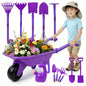 SaveJoy Kids Gardening Tools Set,Toddler Garden Outdoor Toys,Kids Wheelbarrow with Watering Can,Shovel,Rake,Hoe,outdoor toys for kids Age 4-8,Purle