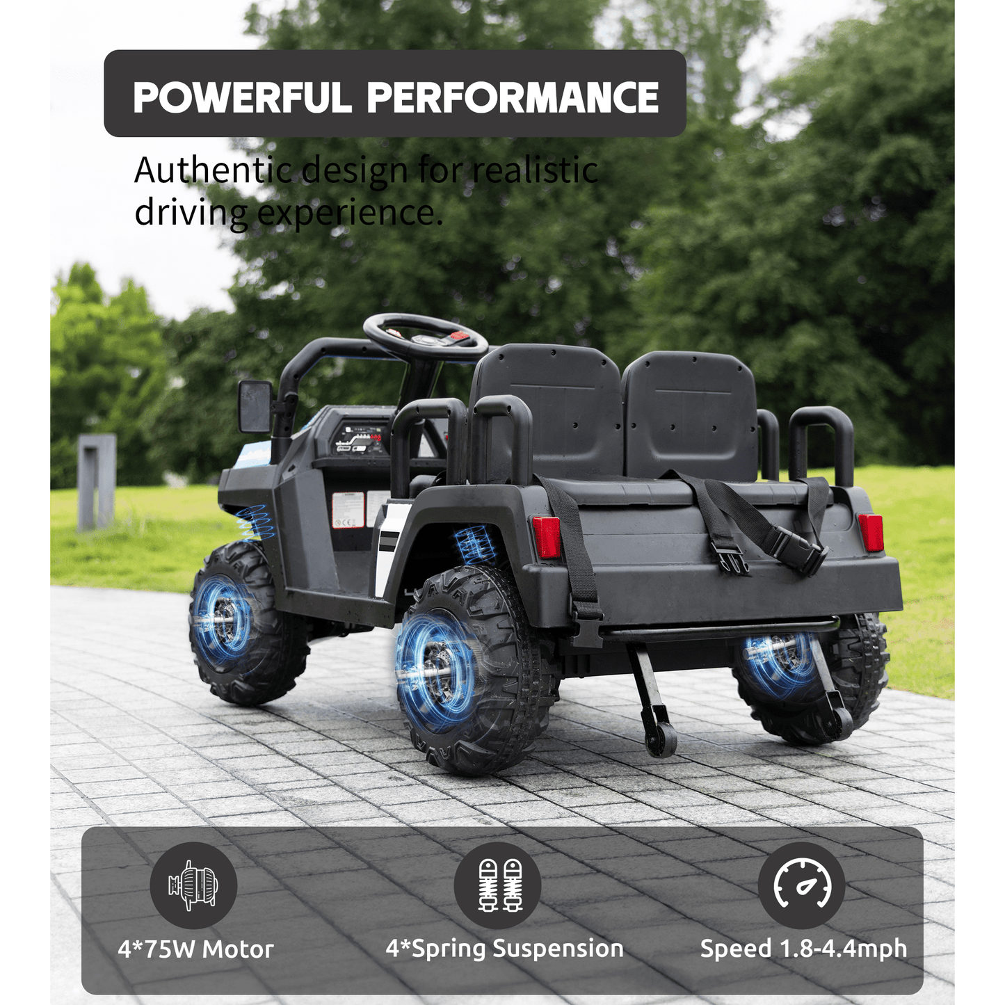 SaveJoy 24V 4 Seater Ride on Cars for Big Kids, Powered Ride on Toy Truck with Remote Control, Electric Car for Kids 3-8 Boys Girls