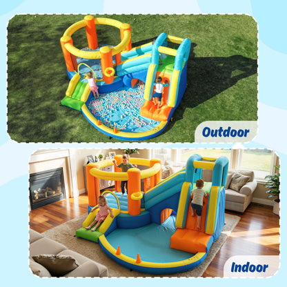 SaveJoy Bounce House with Blower, Inflatable Water Silde for Kids, Jump House Outdoor Toys for Backyard, 93198T
