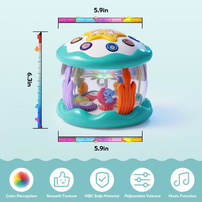 SaveJoy Musical Light up Toy with Rotating Animal for Toddlers, Interactive Crawling Toy, Merry-Go-Round Learning Toys Best Gift for Kids 3+