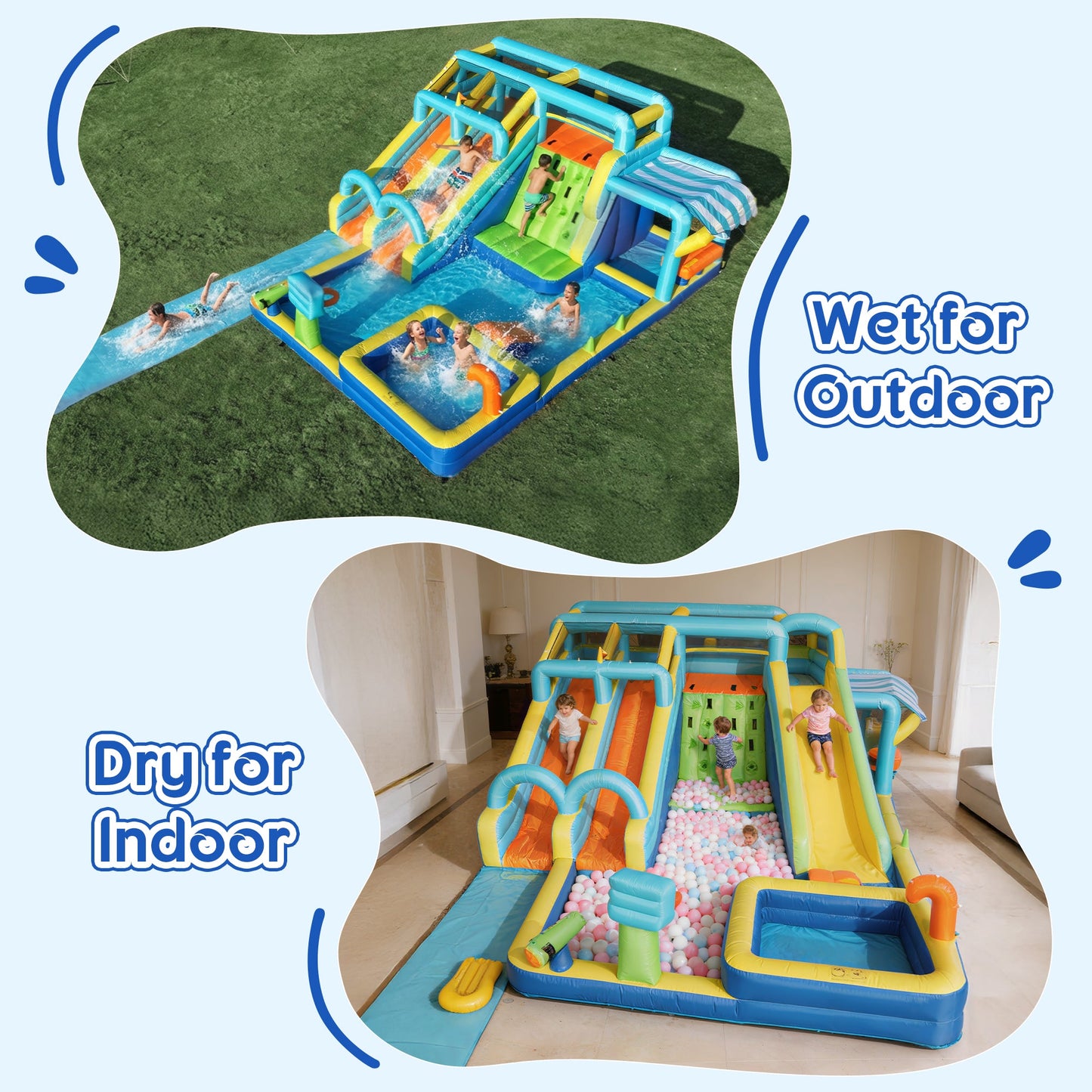 SaveJoy Bounce House with Blower, Inflatable Water Silde for Kids, Jump House Outdoor Toys for Backyard, 93247T