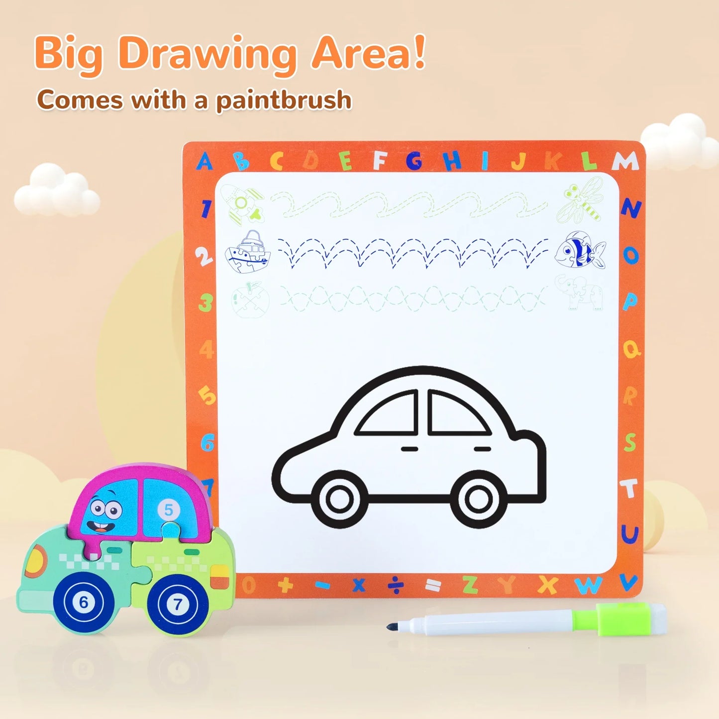 Savejoy Wooden Animal Jigsaw Puzzle Set - 3D Smooth Surface, Rich Colors,with Drawing Board for Kids' Age 3＋ Early Learning & Fun,2Pcs