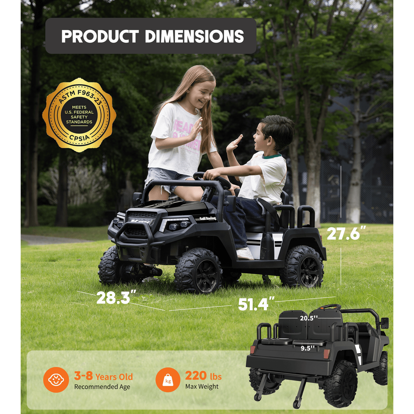 SaveJoy 24V 4 Seater Ride on Cars for Big Kids, Powered Ride on Toy Truck with Remote Control, Electric Car for Kids 3-8 Boys Girls