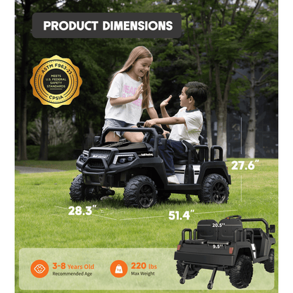SaveJoy 24V 4 Seater Ride on Cars for Big Kids, Powered Ride on Toy Truck with Remote Control, Electric Car for Kids 3-8 Boys Girls