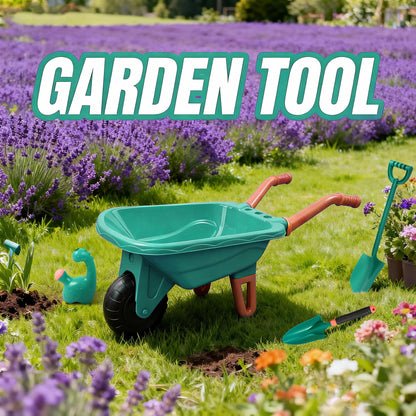 SaveJoy Kids Gardening Tools Set,Toddler Garden Outdoor Toys,Kids Wheelbarrow with Watering Can,Shovel,Rake,Hoe,outdoor toys for kids Age 4-8,Green