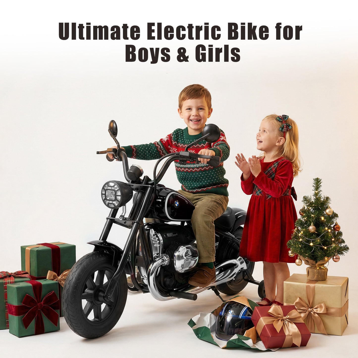 SaveJoy BMW Licensed 24V 9Ah Kids Ride On Motorcycle, Powered Electric Dirt Bike with Removable Training Wheels and Suspension for Boys Girls Ages 3-8