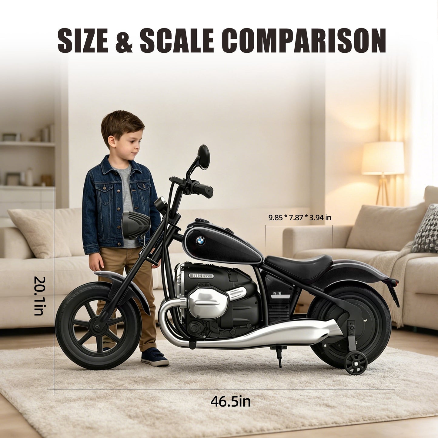 SaveJoy BMW Licensed 24V 9Ah Kids Ride On Motorcycle, Powered Electric Dirt Bike with Removable Training Wheels and Suspension for Boys Girls Ages 3-8
