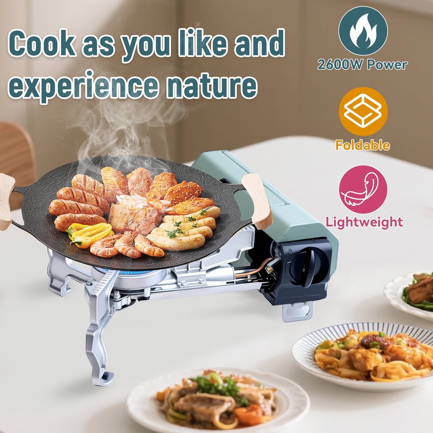 SaveJoy Tabletop Camping Stove, 1 Burner Portable Stove with Carrying Case, Foldable & Set up Butane Gas Stove