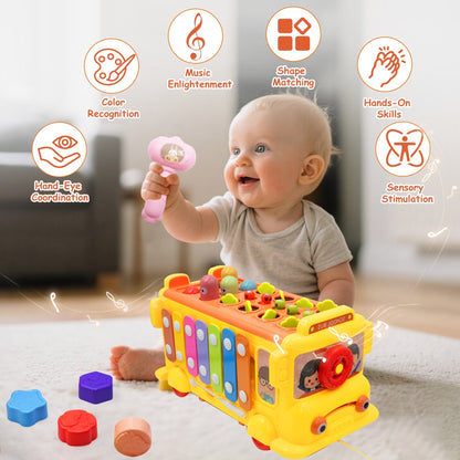 SaveJoy Baby Busy Bus Learning Toy Montessori Toddler Sensory Toys,Educational Gifts for Kids Boys & Girls