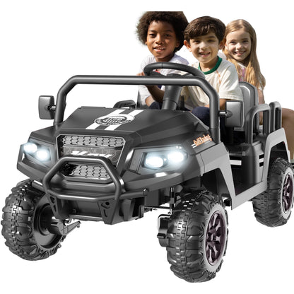 SaveJoy 24V 4 Seater Ride on Cars for Big Kids, Powered Ride on Toy Truck with Remote Control, Electric Car for Kids 3-8 Boys Girls