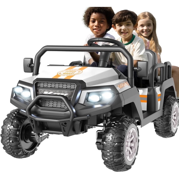 SaveJoy 24V 4 Seater Ride on Cars for Big Kids, Powered Ride on Toy Truck with Remote Control, Electric Car for Kids 3-8 Boys Girls