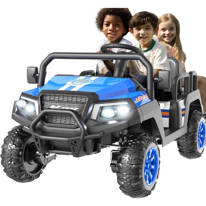 SaveJoy 24V 4 Seater Ride on Cars for Big Kids, Powered Ride on Toy Truck with Remote Control, Electric Car for Kids 3-8 Boys Girls