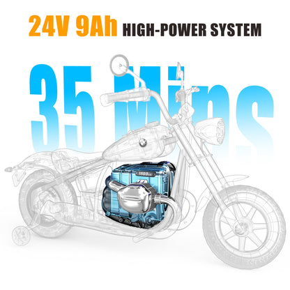 SaveJoy BMW Licensed 24V 9Ah Kids Ride On Motorcycle, Powered Electric Dirt Bike with Removable Training Wheels and Suspension for Boys Girls Ages 3-8